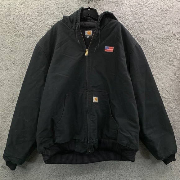 CARHARTT Jacket Mens 2XL Tall Coat Quilt Lined Hooded Full Zip